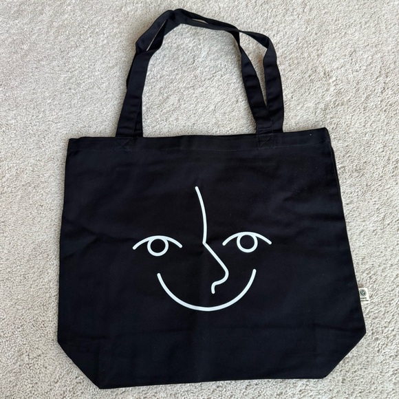 Endel Handbags - Endel Black Tote Bag with Face Design